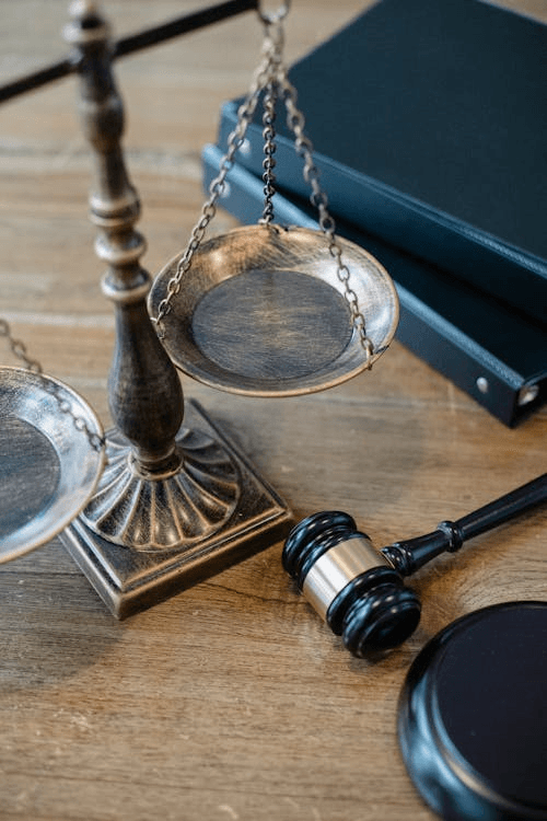Scales of justice and legal books