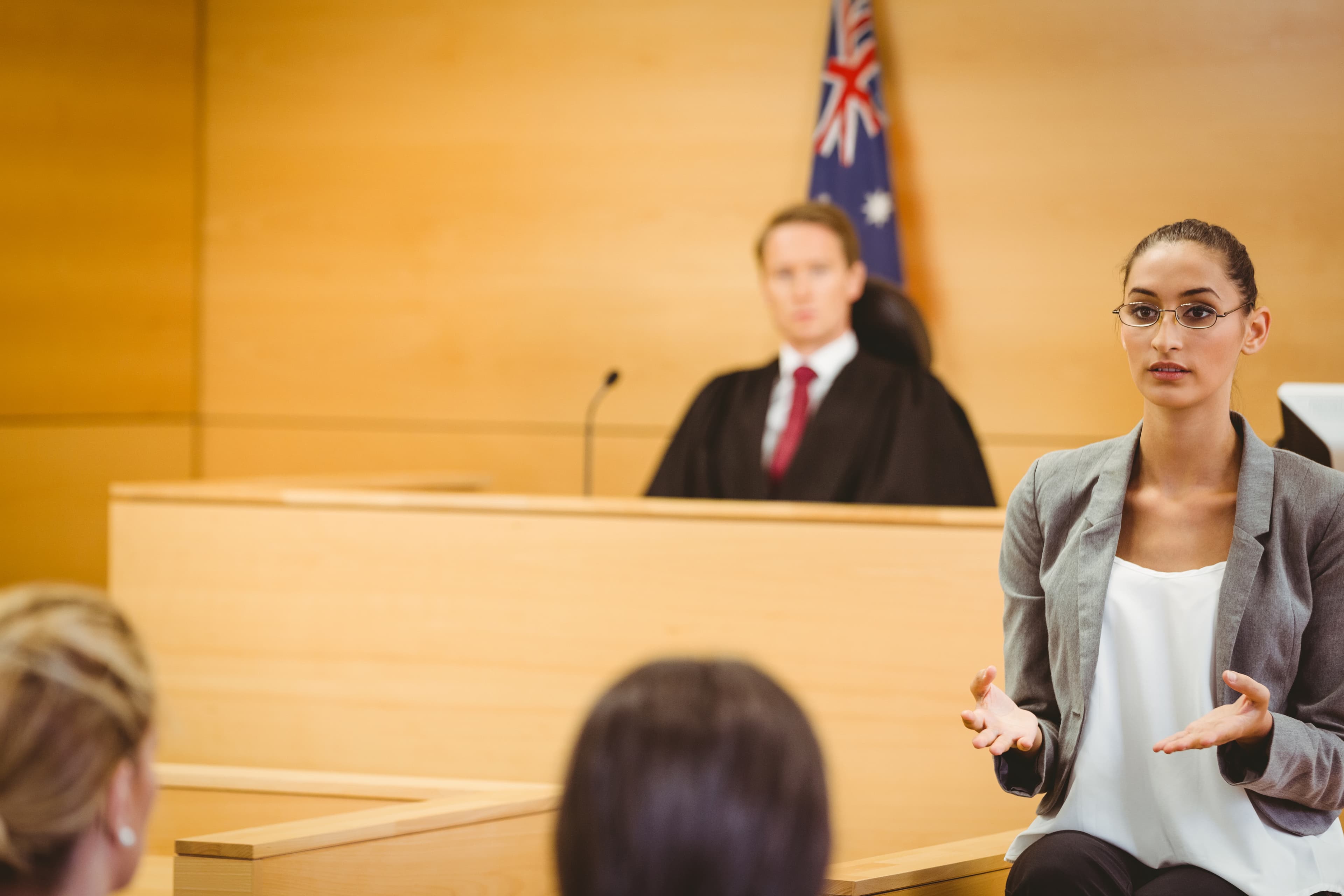 Lawyer speaking in court