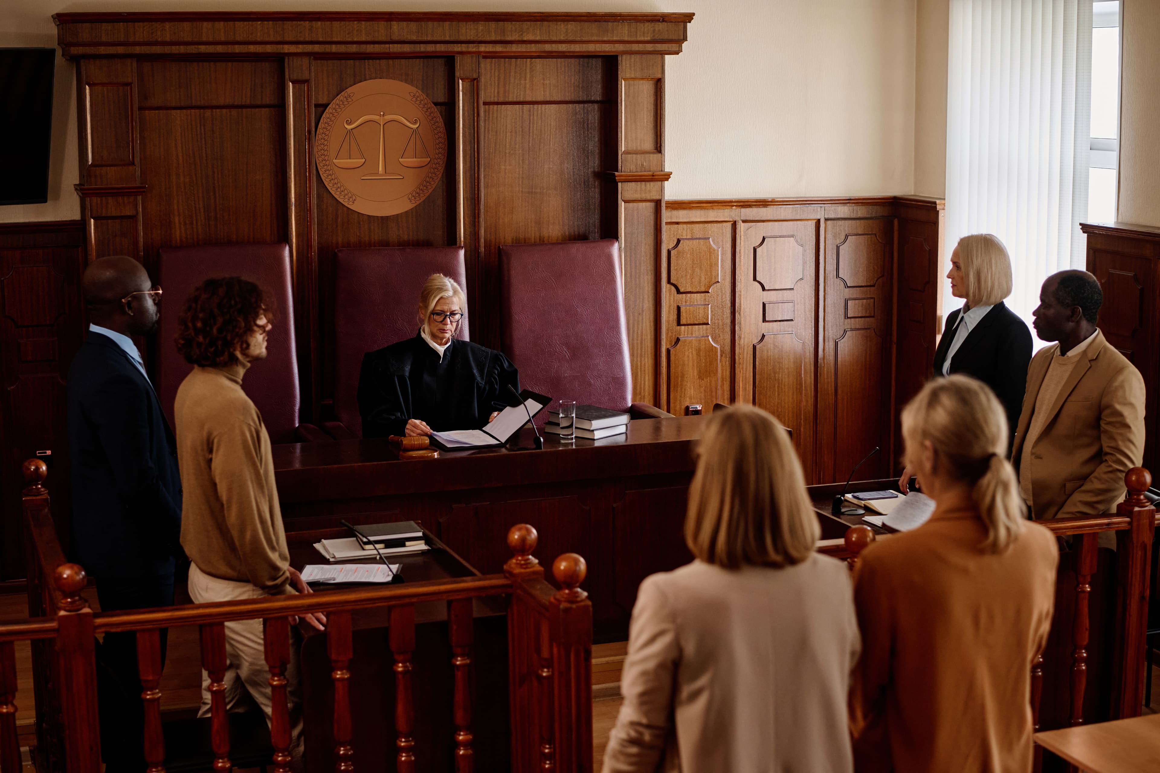 Law professionals in a courtroom